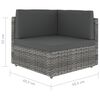 vidaXL 11-tlg. Garten-Lounge-Set mit Kissen Grau Poly Rattan