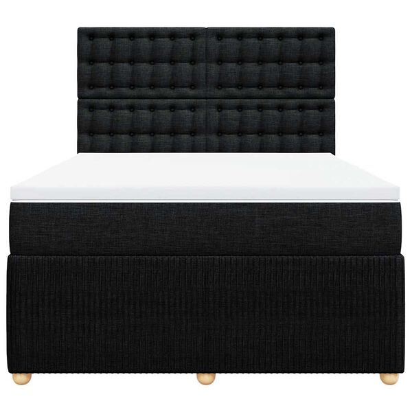 vidaXL Boxspringbett mit Matratze Schwarz 160x200 cm Stoff