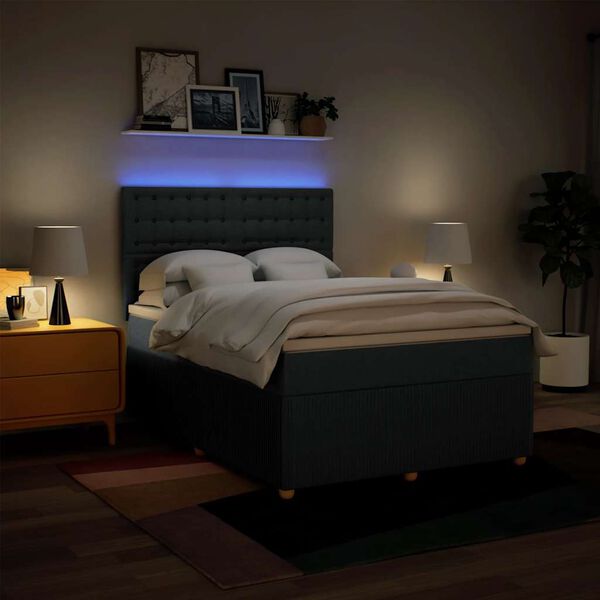 vidaXL Boxspringbett mit Matratze Blau 140x200 cm Stoff