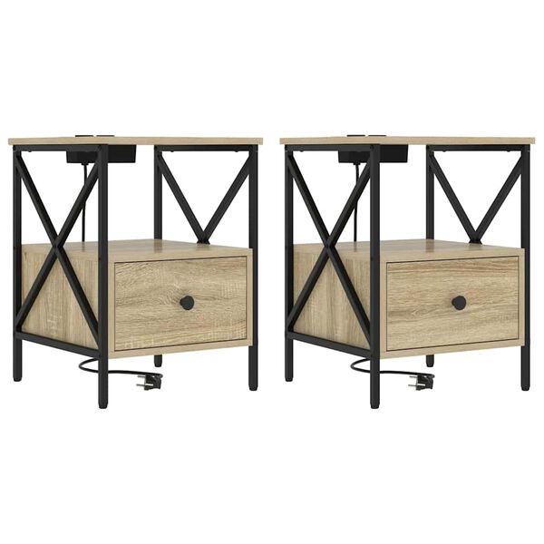 vidaXL Nachttisch 2 pcs Sonoma-Eiche 41,5 x 40,5 x 55 cm Holzwerkstoff