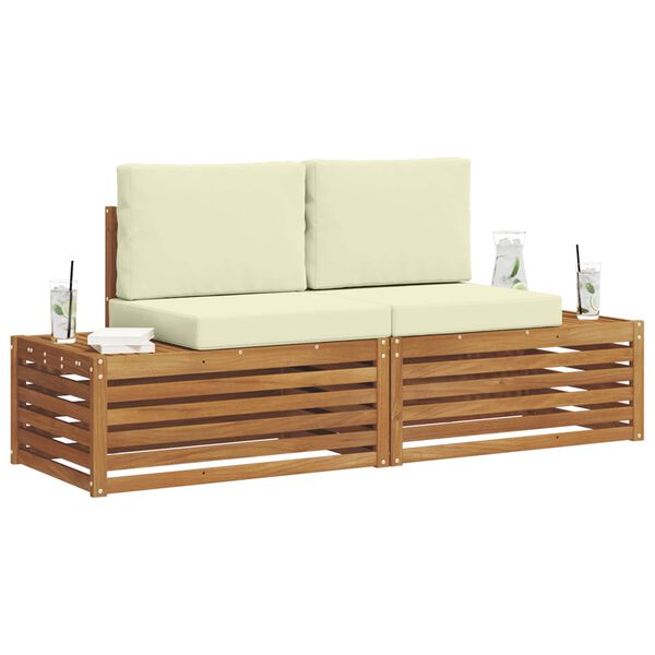 vidaXL Outdoor-Sofagarnitur mit Kissen 2 St&uuml;ck Natur und Creme