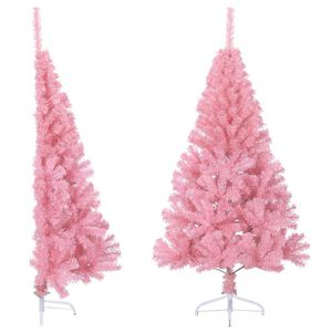 vidaXL K&uuml;nstlicher Halb-Weihnachtsbaum mit St&auml;nder Rosa 150 cm PVC
