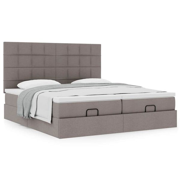 vidaXL Ottoman-Bett mit Matratzen Taupe 200x200 cm Stoff