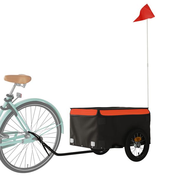 vidaXL Fahrradanhänger Schwarz und Orange 30 kg Eisen