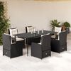 vidaXL 7-tlg. Garten-Essgruppe mit Kissen Schwarz Poly Rattan