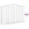 vidaXL Gabionen mit Hochbogen 14Stk. 200x50x140/160cm Verzinktes Eisen