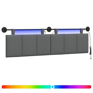 vidaXL H&auml;ngendes Kopfteil Mit LED Licht Dunkelgrau Stoff