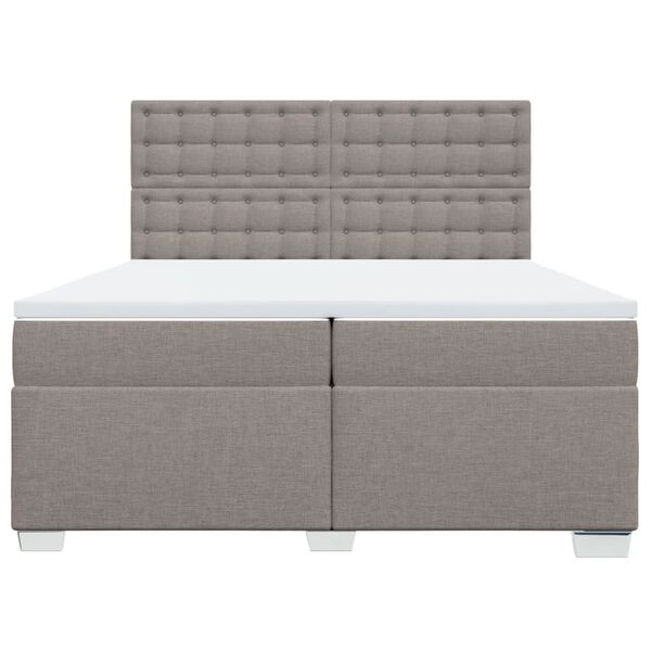 vidaXL Boxspringbett mit Matratze Taupe 200x200 cm Stoff