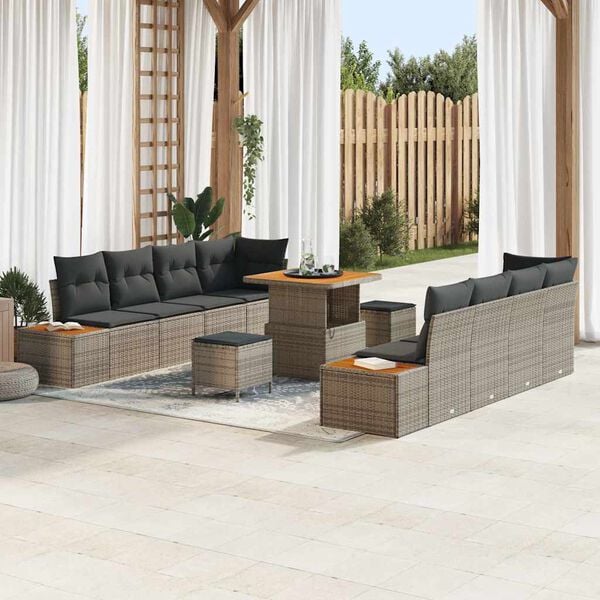 vidaXL Gartensofa-set 11 pcs Grau Poly-Rattan