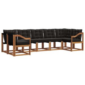 vidaXL Outdoor-Sofagarnitur mit Kissen 7 pcs Nat&uuml;rlich und Schwarz