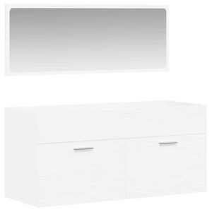 vidaXL Badschrank mit Spiegel Wei&szlig; Holzwerkstoff