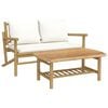 vidaXL 2-tlg. Garten-Lounge-Set mit Cremewei&szlig;en Kissen Bambus