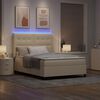 vidaXL LED Boxspringbett mit Matratze Creme 140 x 190 cm Stoff