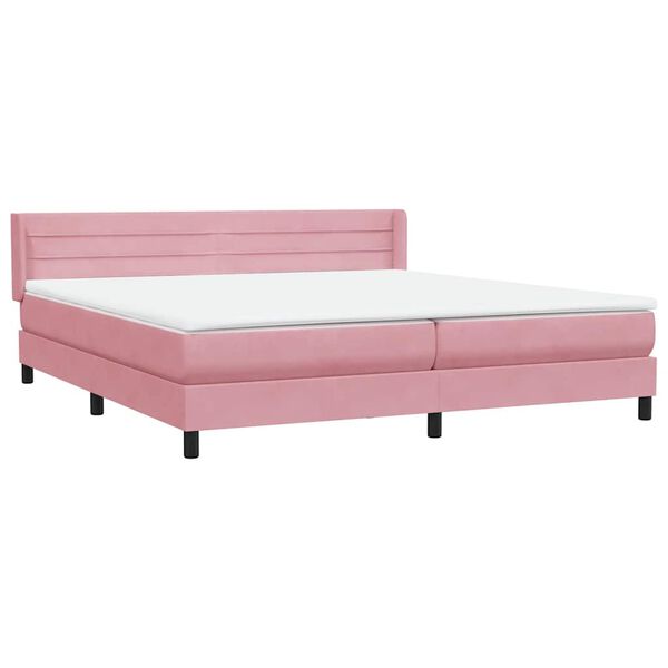 vidaXL Boxspringbett mit Matratze Rosa 180x210 cm Samt