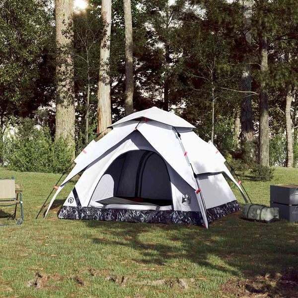 vidaXL Kuppel-Campingzelt 4 Personen Weiß Verdunkelt Quick Release