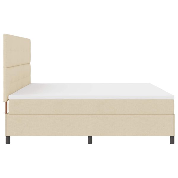 vidaXL Boxspringbett mit Matratze mit LED Creme 200 x 200 cm Stoff