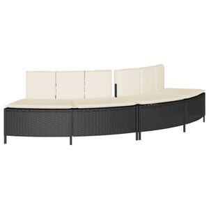 vidaXL Whirlpool-B&auml;nke mit Auflagen 2 Stk. Schwarz Poly Rattan