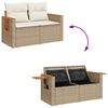 vidaXL 6-tlg. Garten-Sofagarnitur mit Kissen Beige Poly Rattan