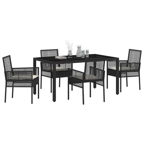 vidaXL Garten Essgruppe 5 pcs Schwarz Poly-Rattan