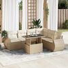 vidaXL 7-tlg. Garten-Sofagarnitur mit Kissen Beige Poly Rattan