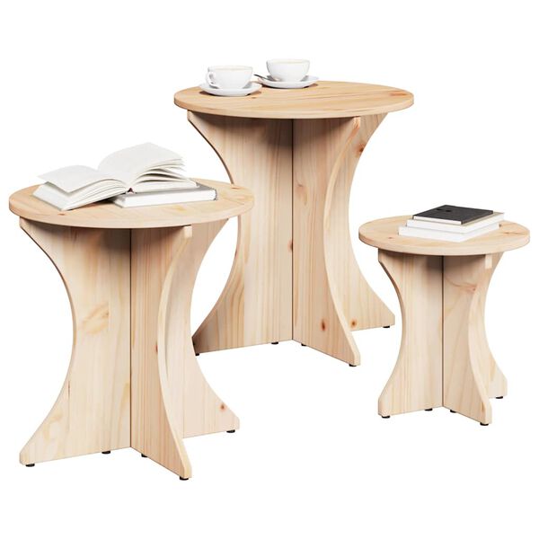 vidaXL Couchtisch 3 pcs Natur