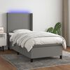 vidaXL Boxspringbett mit Matratze & LED Dunkelgrau 90x190 cm Stoff