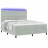 vidaXL LED Boxspringbett mit Matratze Hellgrau 180 x 200 cm Stoff
