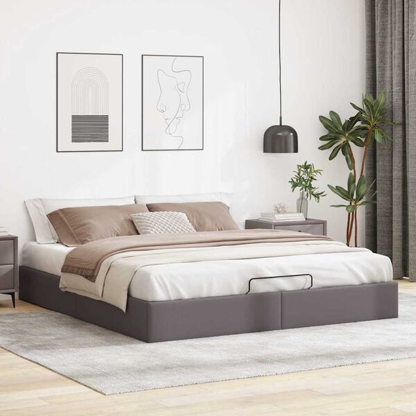 vidaXL Ottoman-Bett ohne Matratze Grau 180x200 cm Kunstleder