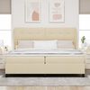 vidaXL Boxspringbett mit Matratze Creme 200 x 200 cm Stoff