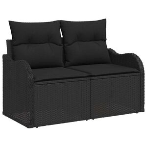 vidaXL Garten-Sofa-Set mit Speicher 8 pcs Schwarz Poly Rattan