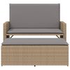 vidaXL Gartenbank mit Kissen und Hocker Beige Poly Rattan