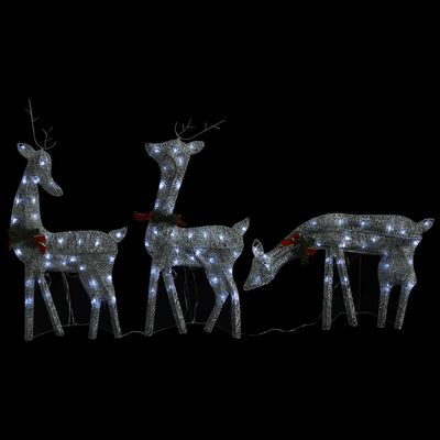 vidaXL LED-Rentiere Weihnachtsdeko 270x7x90 cm Silbern Kaltweiß