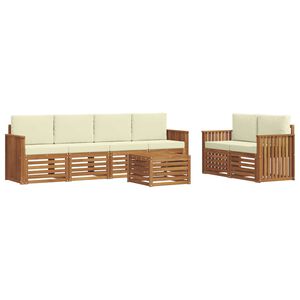 vidaXL Outdoor-Sofagarnitur 7 stk. Natur und Creme Massivholz Akazie
