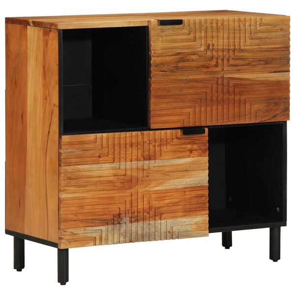 vidaXL Sideboard mit Regal Natur 80 x 33,5 x 75 cm Massivholz Akazie