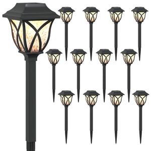 vidaXL Au&szlig;en Solarlichter mit Erdnagel 12 pcs Warmes Wei&szlig; 42 cm PP