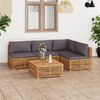 vidaXL 5-tlg. Garten-Lounge-Set mit Kissen Dunkelgrau Massivholz Teak