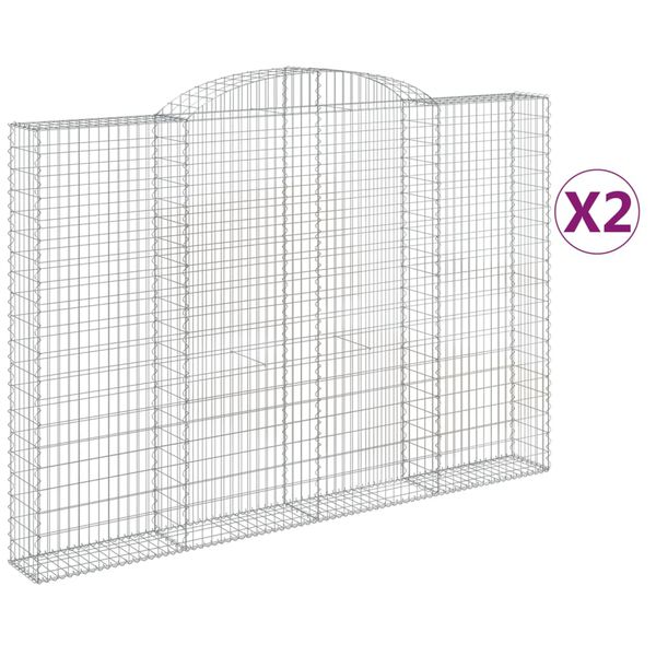 vidaXL Gabionen mit Hochbogen 2 Stk. 300x30x200/220cm Verzinktes Eisen