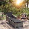 vidaXL Sonnenliege mit Dunkelgrauer Auflage Poly Rattan Grau