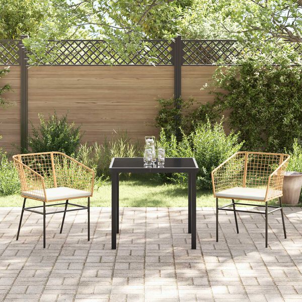 vidaXL Garten Essgruppe 3 pcs Braun Poly-Rattan