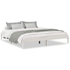 vidaXL Massivholzbett Extra Lang ohne Matratze Wei&szlig; 180x210 Kieferholz