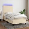vidaXL Boxspringbett mit Matratze & LED Creme 90x190 cm Stoff