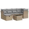 vidaXL 7-tlg. Garten-Sofagarnitur mit Kissen Beige Poly Rattan