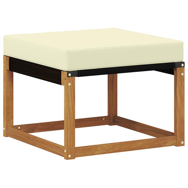 vidaXL Outdoor-Fu&szlig;hocker Massivholz Akazie und Textilene-Stoff Natur