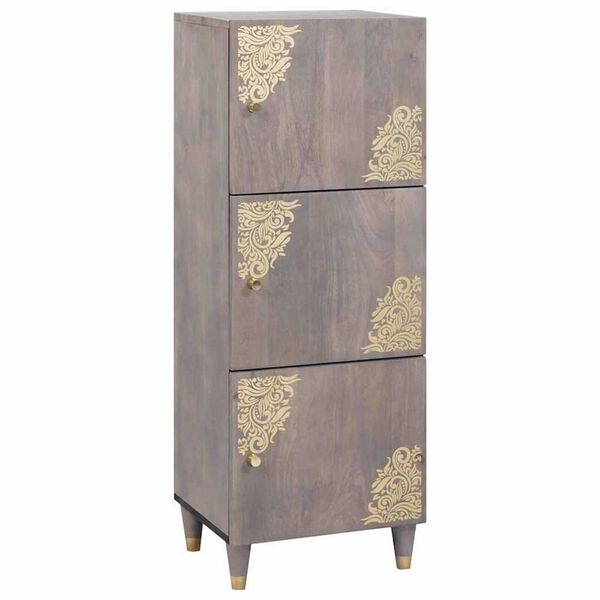 vidaXL Highboard Grau und Gold 40 x 33 x 110 cm Massivholz Mango