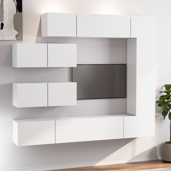 vidaXL 7-tlg. TV-Schrank-Set Wei&szlig; Holzwerkstoff