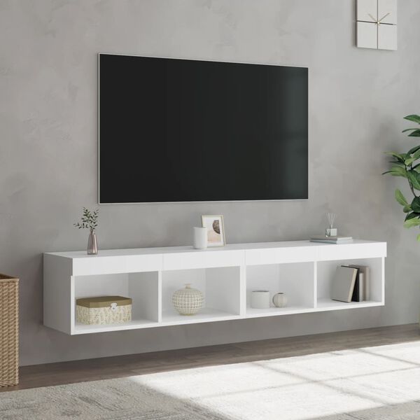 vidaXL TV-Schr&auml;nke mit LED-Leuchten 2 Stk. Wei&szlig; 80x30x30 cm