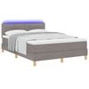 vidaXL LED Boxspringbett mit Matratze mit LED Taupe 140 x 200 cm Stoff