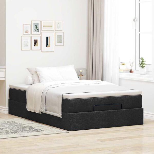 vidaXL Ottoman-Bett mit Matratze Schwarz 120x190 cm Stoff
