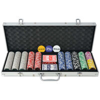 vidaXL Poker Set mit 500 Laserchips Aluminium