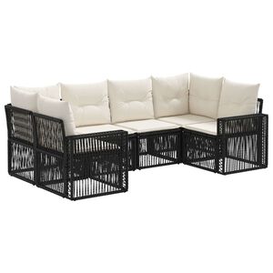 vidaXL Gartensofa-set 6 stk. 6-Sitzanzahl Schwarz und Cremewei&szlig;